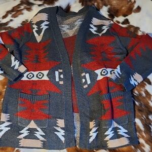 Southwestern Pattern Knit Cardigan Sz 2XL